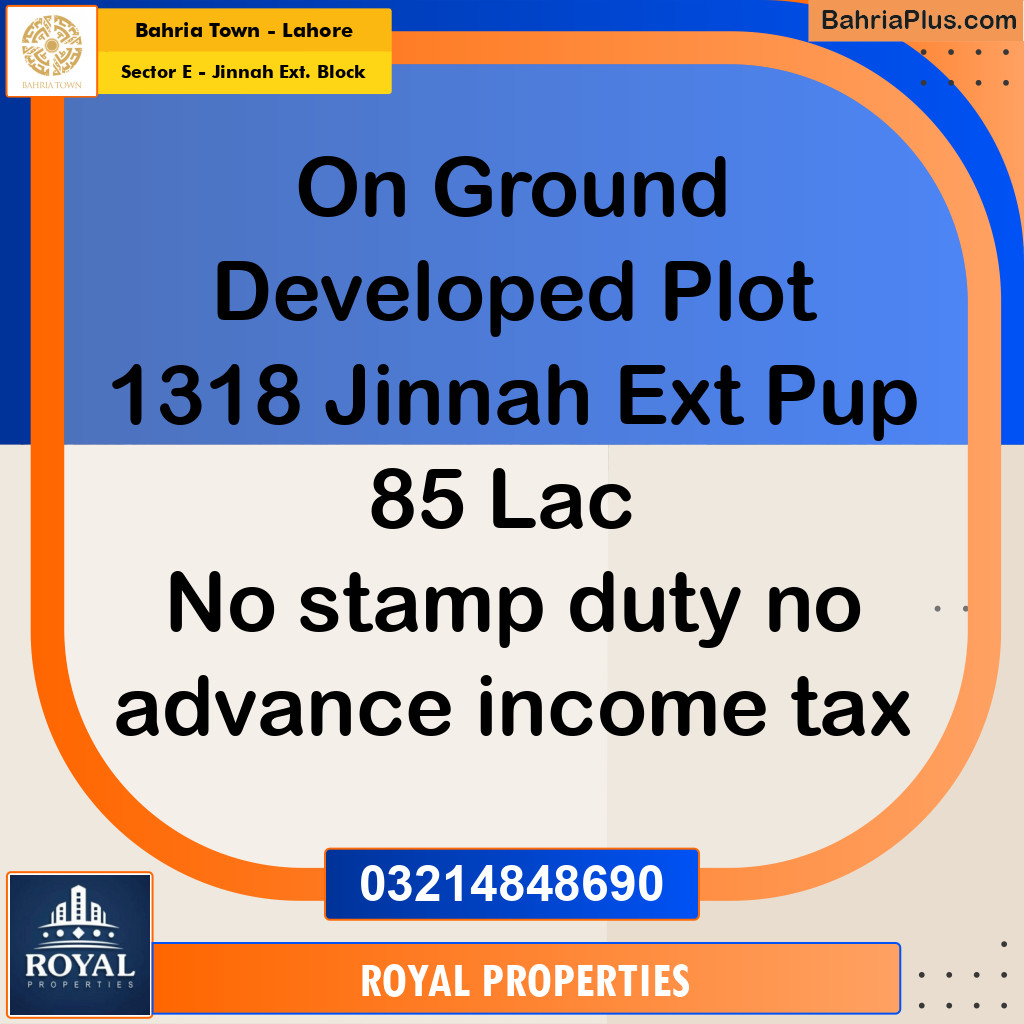 5 Marla Residential Plot for Sale in Sector E - Jinnah Ext. Block -  Bahria Town, Lahore - (BP-230719)