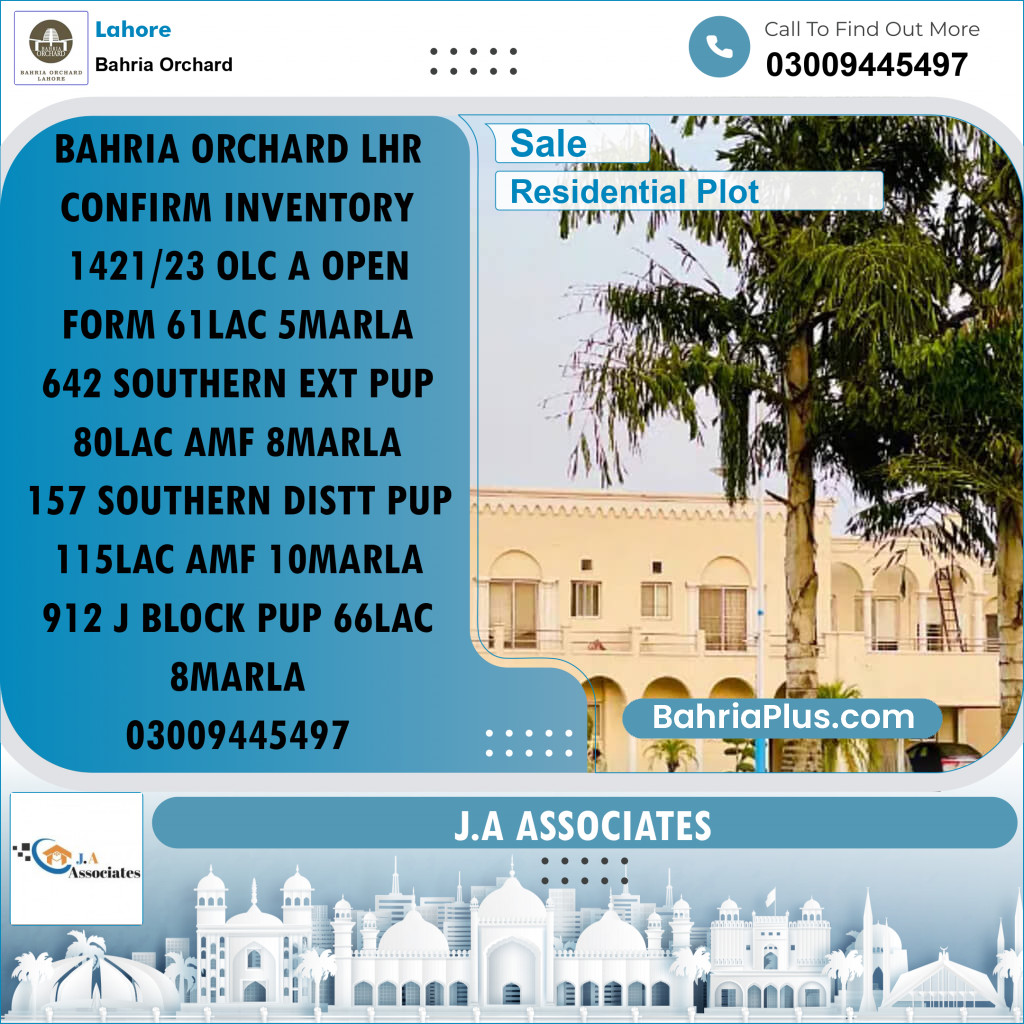 Residential Plot for Sale in Bahria Orchard, Lahore - (BP-230870)