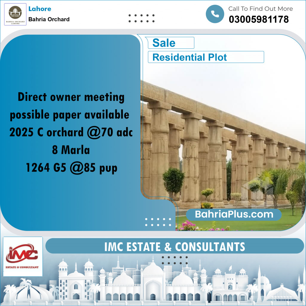 Residential Plot for Sale in Bahria Orchard, Lahore - (BP-230878)