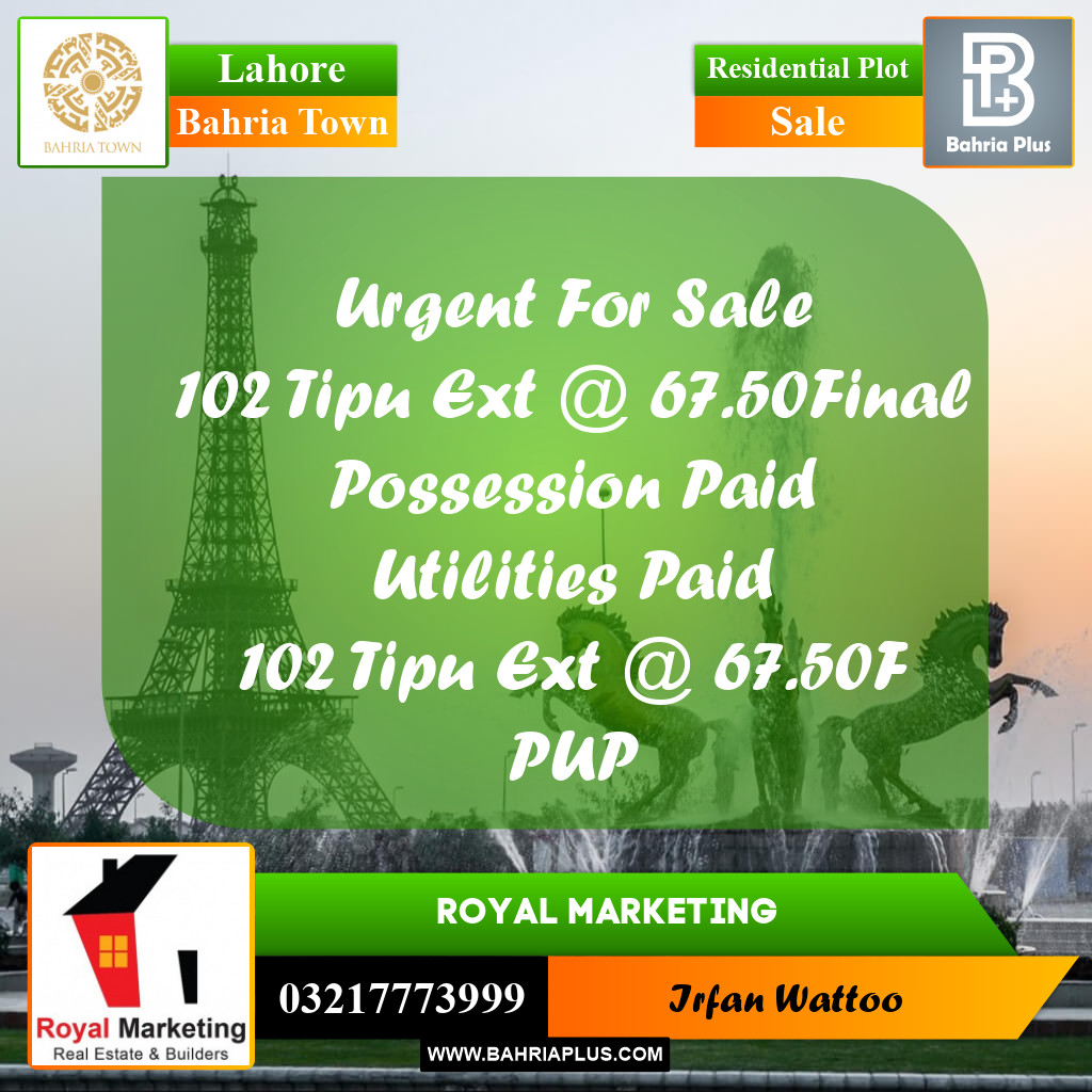 Residential Plot for Sale in Bahria Town, Lahore - (BP-230936)