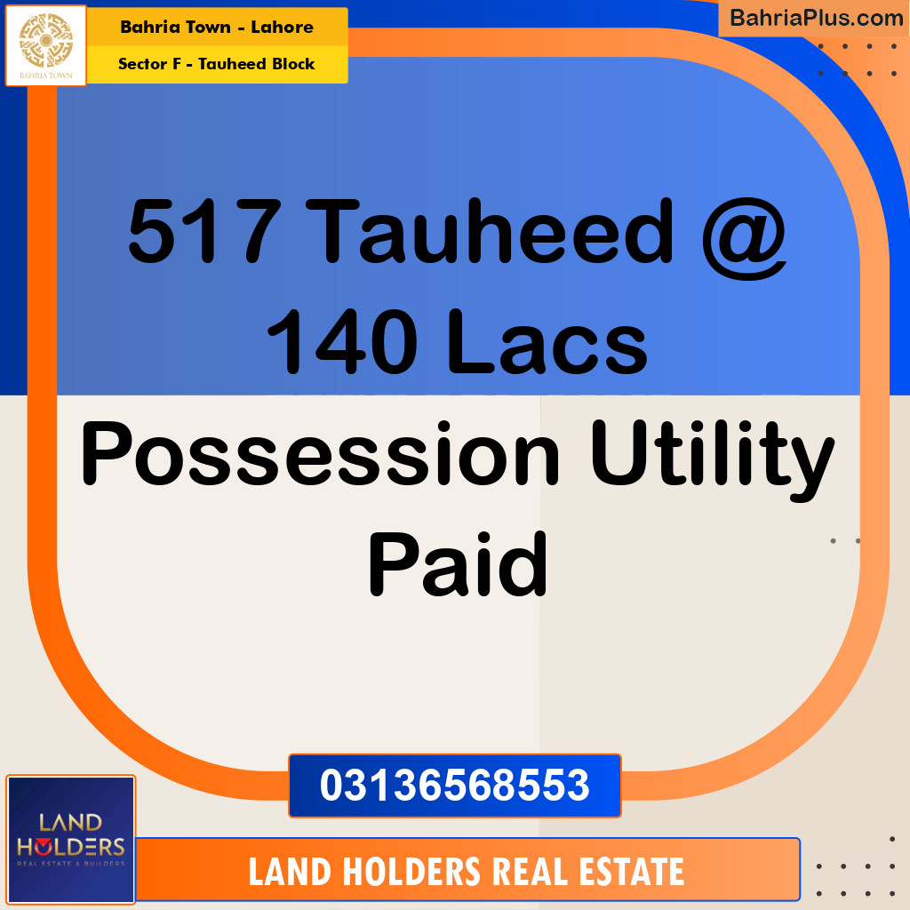 10 Marla Residential Plot for Sale in Sector F - Tauheed Block -  Bahria Town, Lahore - (BP-230957)