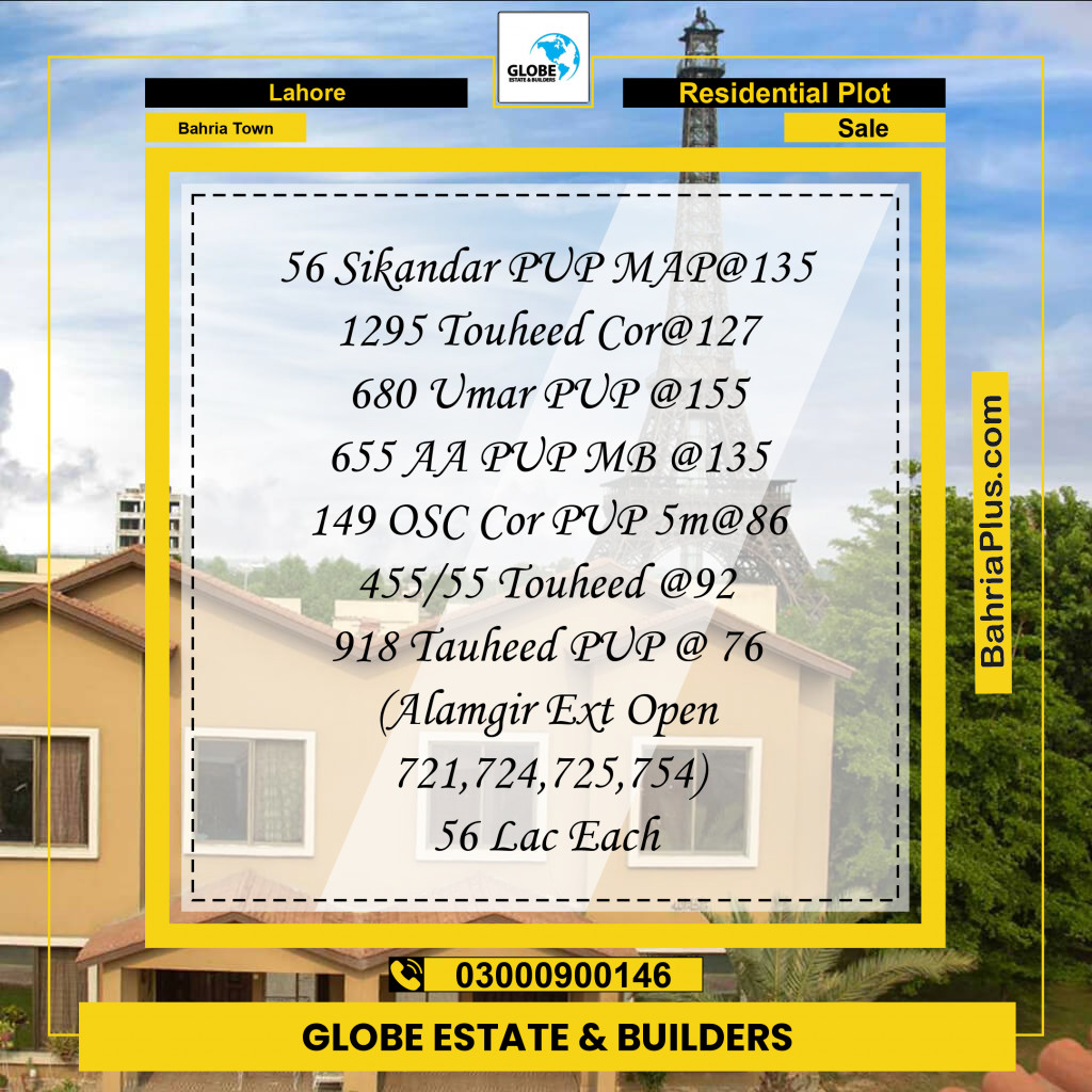 Residential Plot for Sale in Bahria Town, Lahore - (BP-231002)