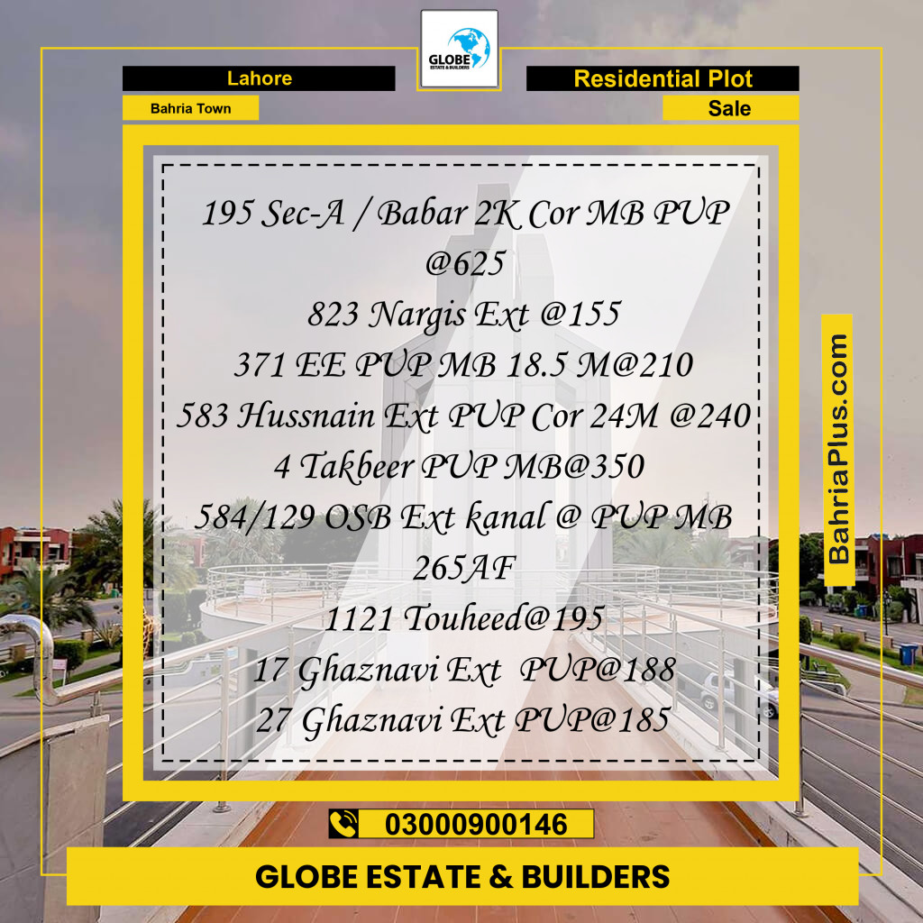 Residential Plot for Sale in Bahria Town, Lahore - (BP-231010)