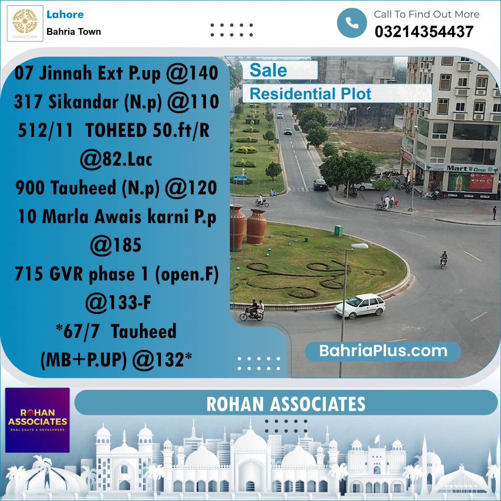 Residential Plot for Sale in Bahria Town, Lahore - (BP-231046)