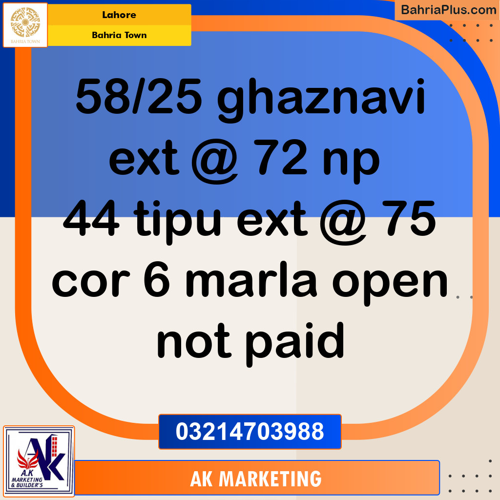 5 Marla Commercial Plot for Sale in Bahria Town, Lahore - (BP-231103)