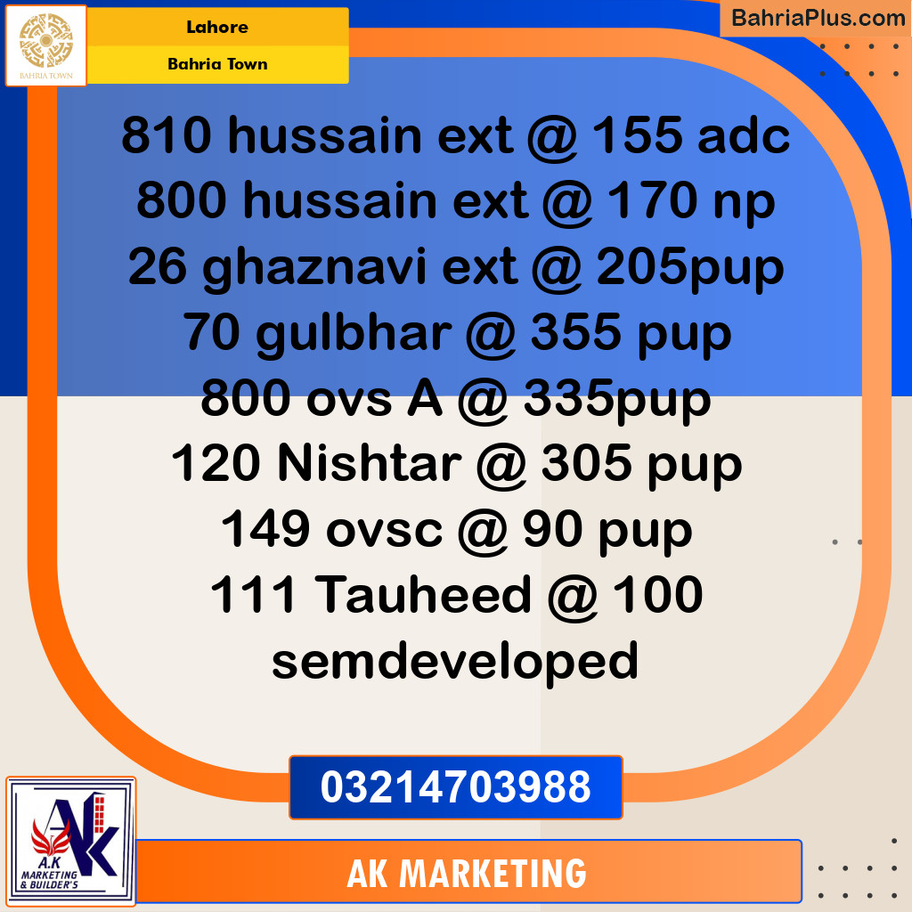 10 Marla Residential Plot for Sale in Bahria Town, Lahore - (BP-231220)