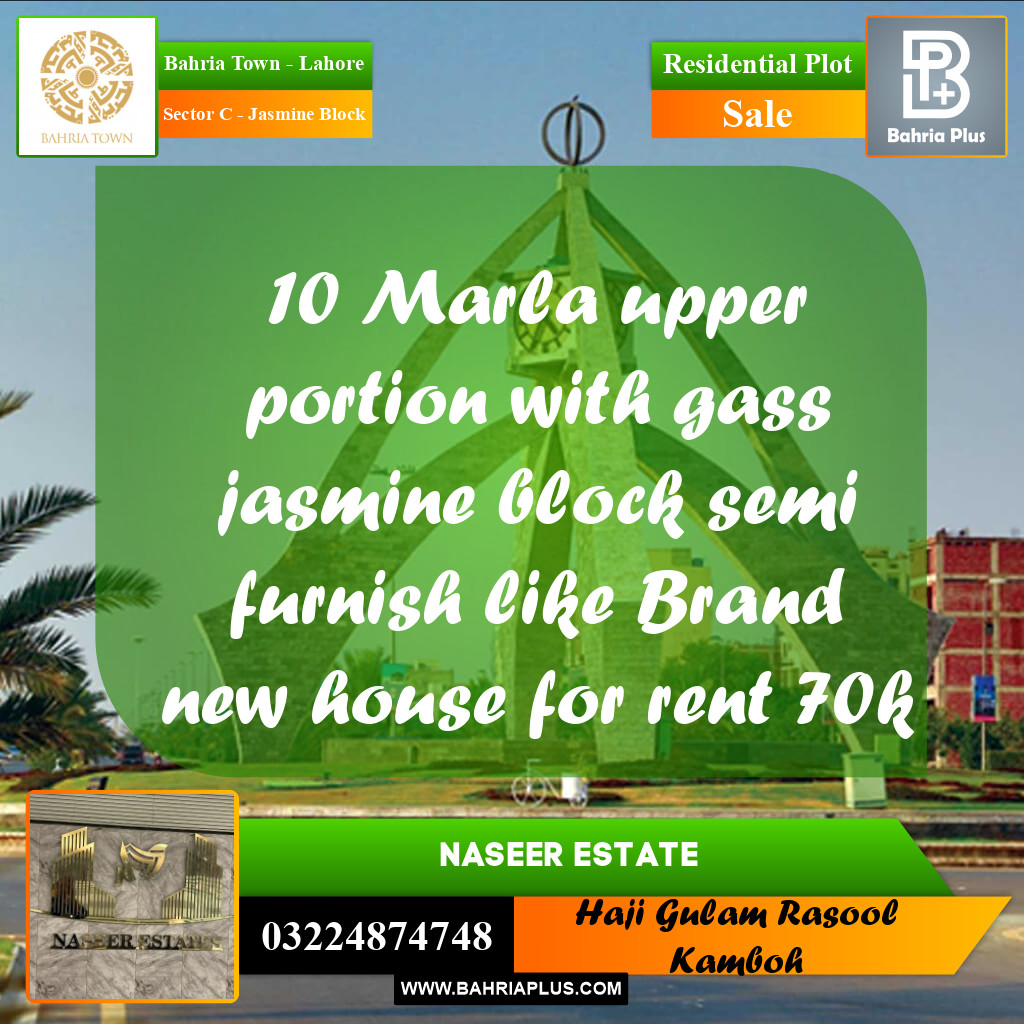 10 Marla Residential Plot for Sale in Sector C - Jasmine Block -  Bahria Town, Lahore - (BP-231227)