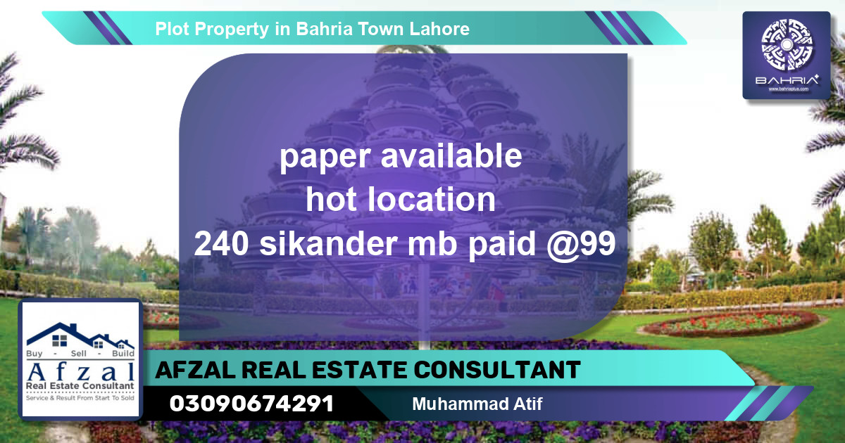 Residential Plot for Sale in Bahria Town, Lahore - (BP-23124)