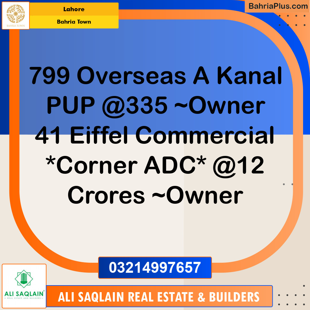 Residential Plot for Sale in Bahria Town, Lahore - (BP-231276)