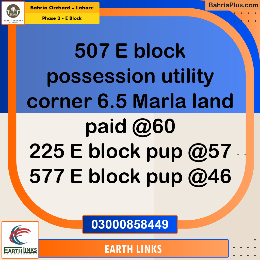 5 Marla Residential Plot for Sale in Phase 2 - E Block -  Bahria Orchard, Lahore - (BP-231335)
