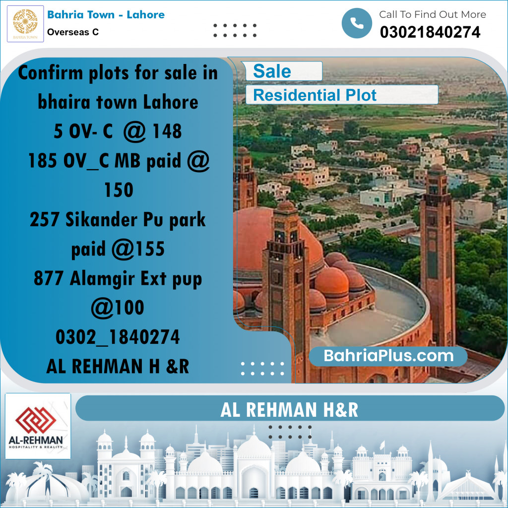 10 Marla Residential Plot for Sale in Overseas C -  Bahria Town, Lahore - (BP-231442)
