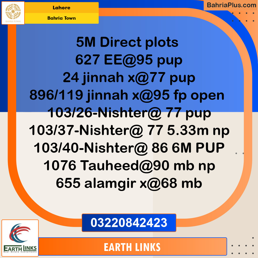 Residential Plot for Sale in Bahria Town, Lahore - (BP-231480)