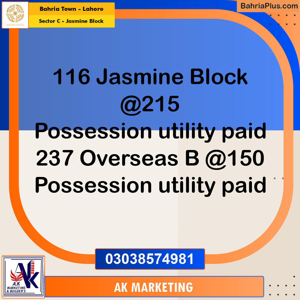 10 Marla Residential Plot for Sale in Sector C - Jasmine Block -  Bahria Town, Lahore - (BP-231495)