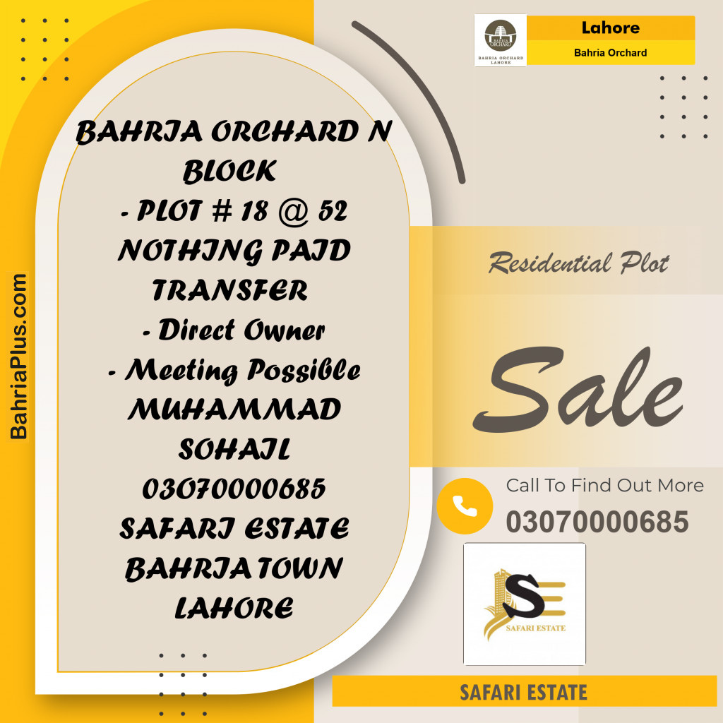 Residential Plot for Sale in Bahria Orchard, Lahore - (BP-231503)