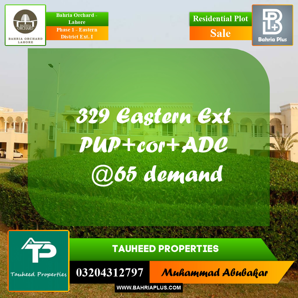 5 Marla Residential Plot for Sale in Phase 1 - Eastern District Ext. I -  Bahria Orchard, Lahore - (BP-231506)