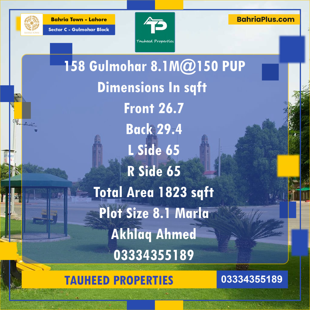 8 Marla Residential Plot for Sale in Sector C - Gulmohar Block -  Bahria Town, Lahore - (BP-231575)