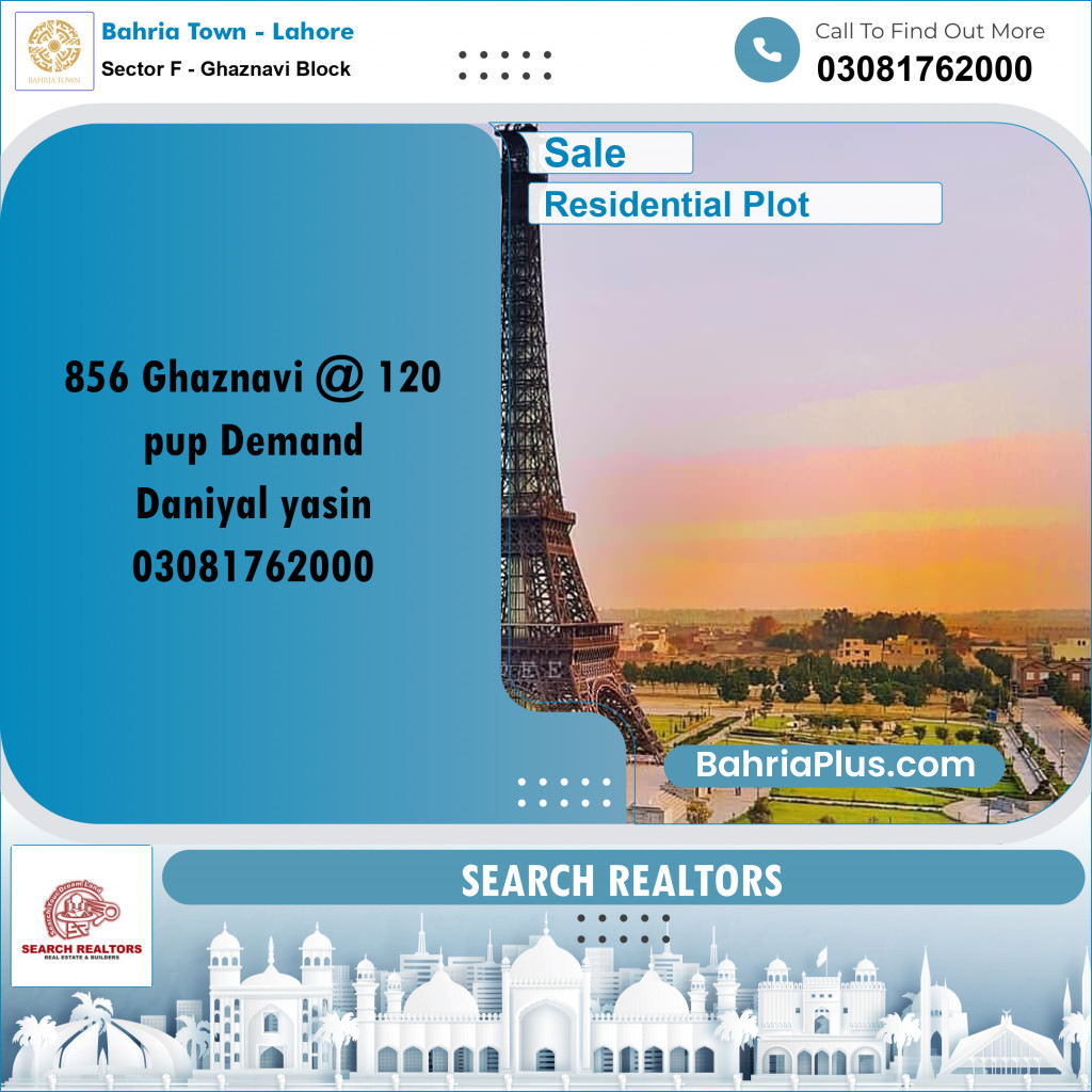 10 Marla Residential Plot for Sale in Sector F - Ghaznavi Block -  Bahria Town, Lahore - (BP-231585)