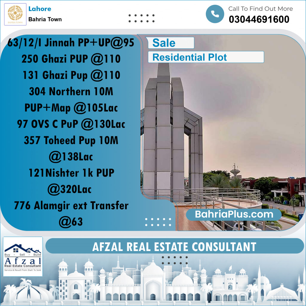Residential Plot for Sale in Bahria Town, Lahore - (BP-231601)