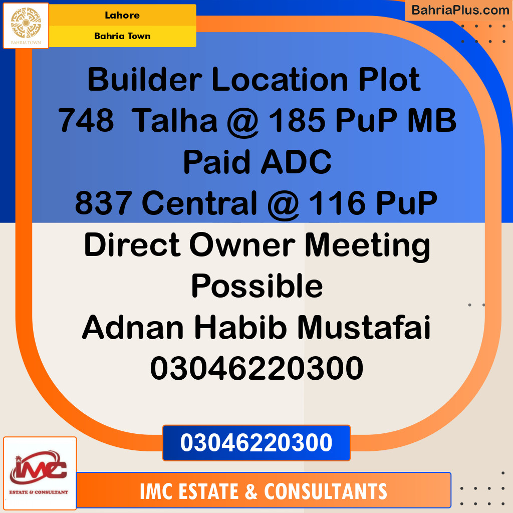 Residential Plot for Sale in Bahria Town, Lahore - (BP-231640)