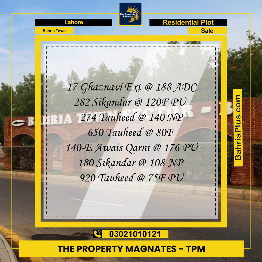 Residential Plot for Sale in Bahria Town, Lahore - (BP-231646)