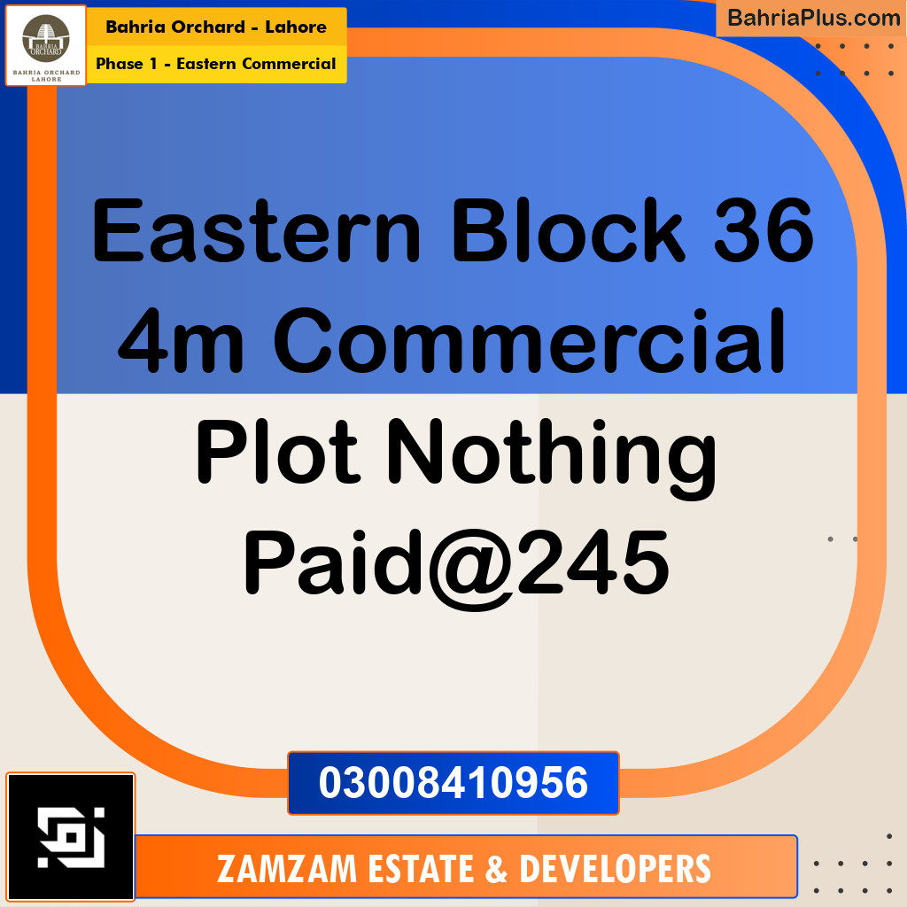 4 Marla Commercial Plot for Sale in Phase 1 - Eastern Commercial -  Bahria Orchard, Lahore - (BP-231674)