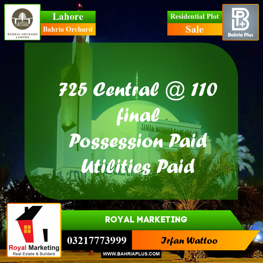 Residential Plot for Sale in Bahria Orchard, Lahore - (BP-231686)