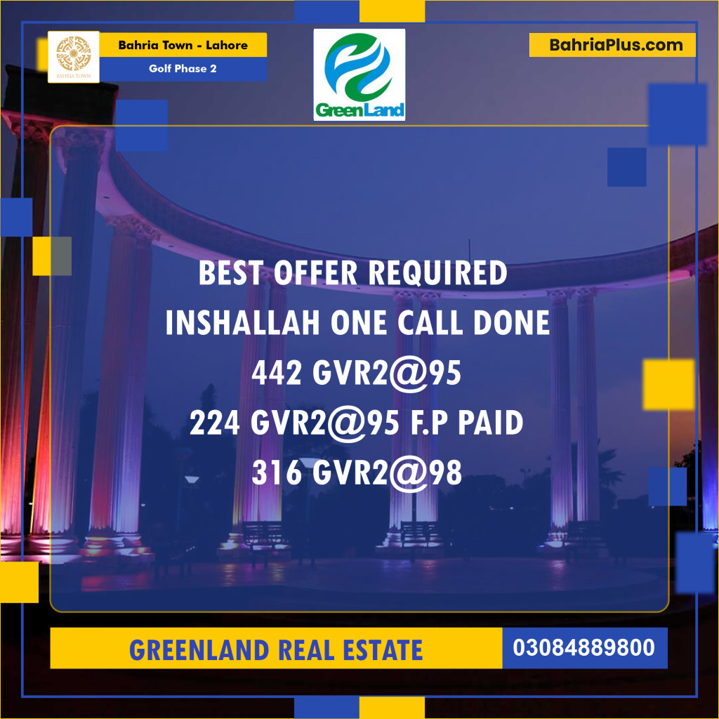 10 Marla Residential Plot for Sale in Golf Phase 2 -  Bahria Town, Lahore - (BP-231696)