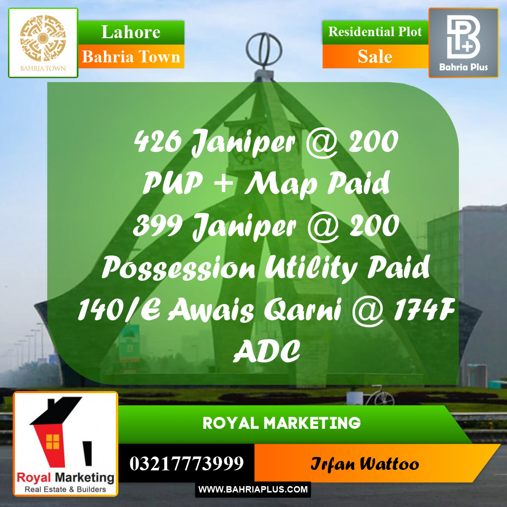 Residential Plot for Sale in Bahria Town, Lahore - (BP-231757)