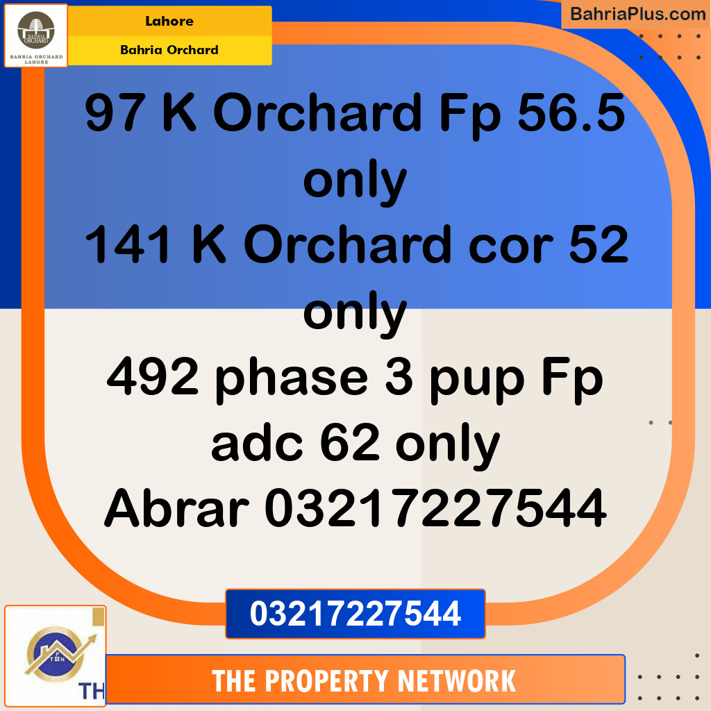Residential Plot for Sale in Bahria Orchard, Lahore - (BP-231788)