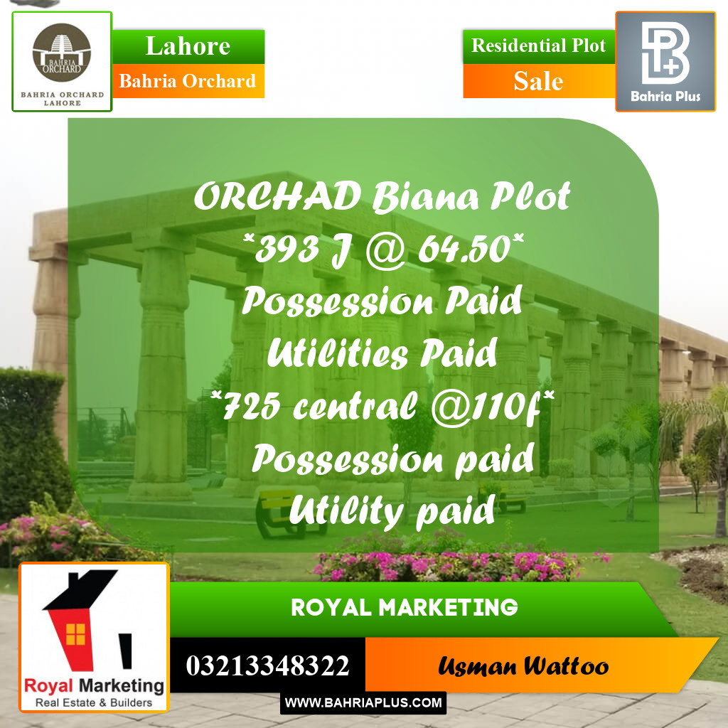Residential Plot for Sale in Bahria Orchard, Lahore - (BP-231798)