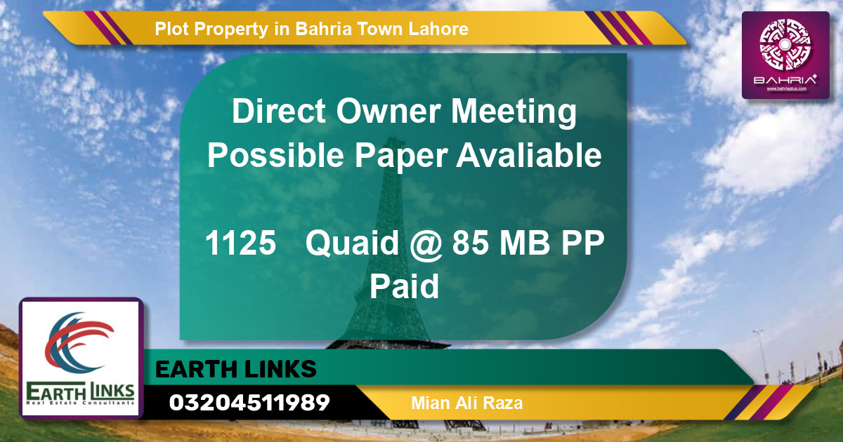 Residential Plot for Sale in Bahria Town, Lahore - (BP-23188)