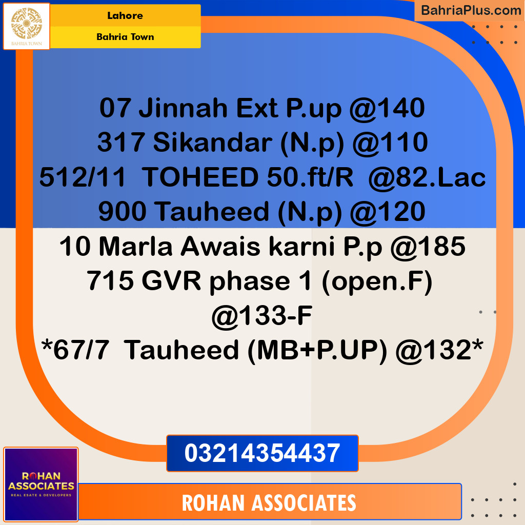 Residential Plot for Sale in Bahria Town, Lahore - (BP-231911)