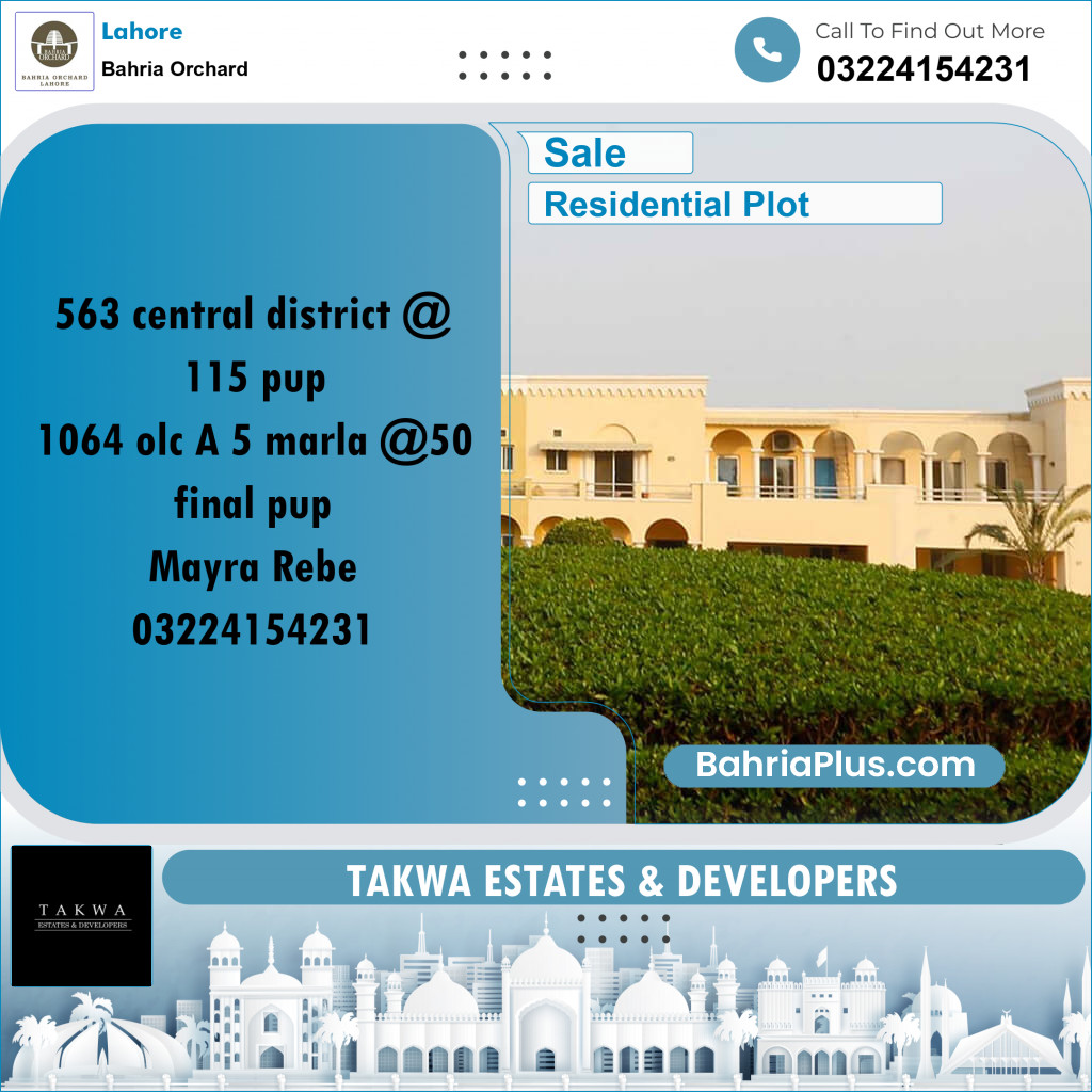 Residential Plot for Sale in Bahria Orchard, Lahore - (BP-231922)