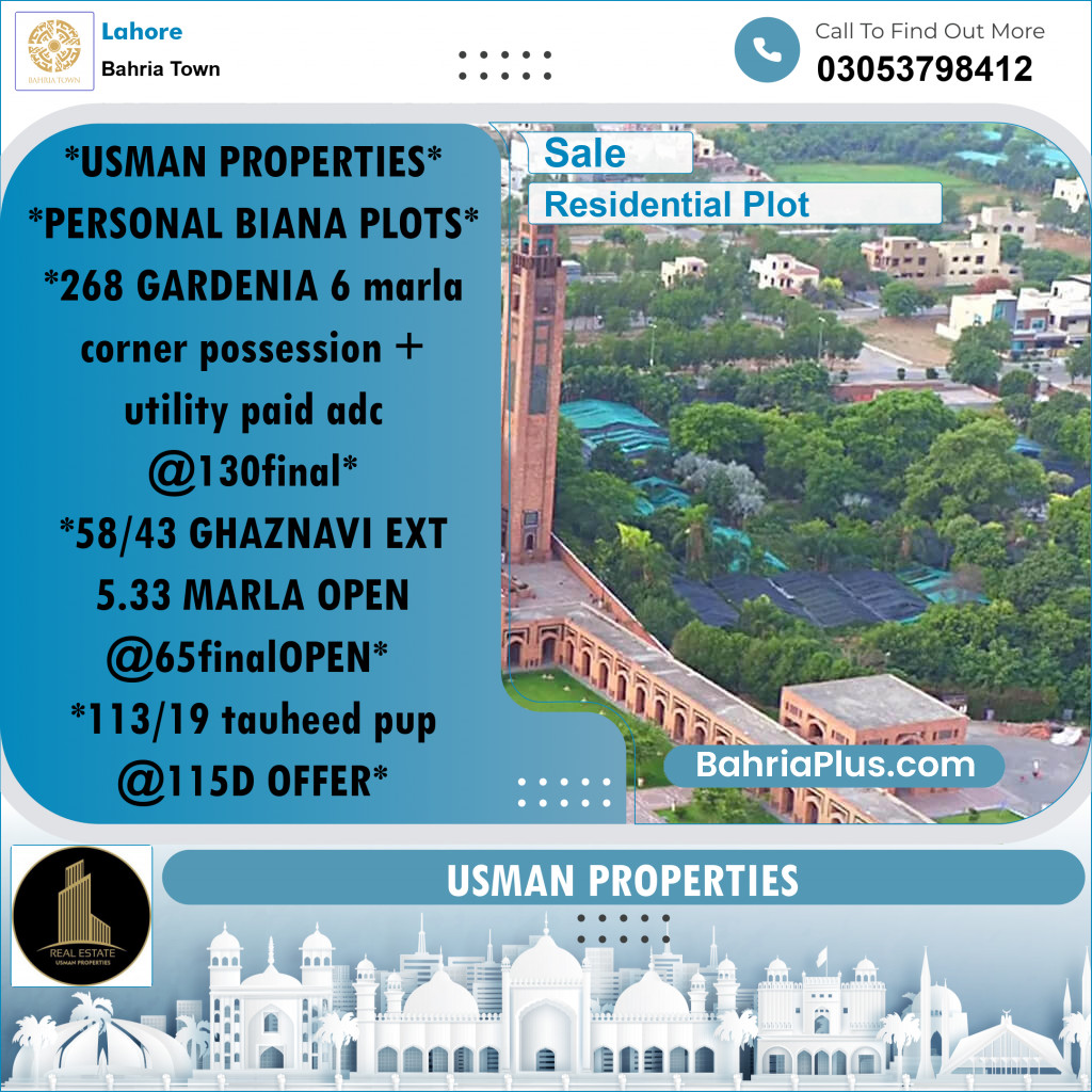 Residential Plot for Sale in Bahria Town, Lahore - (BP-231933)
