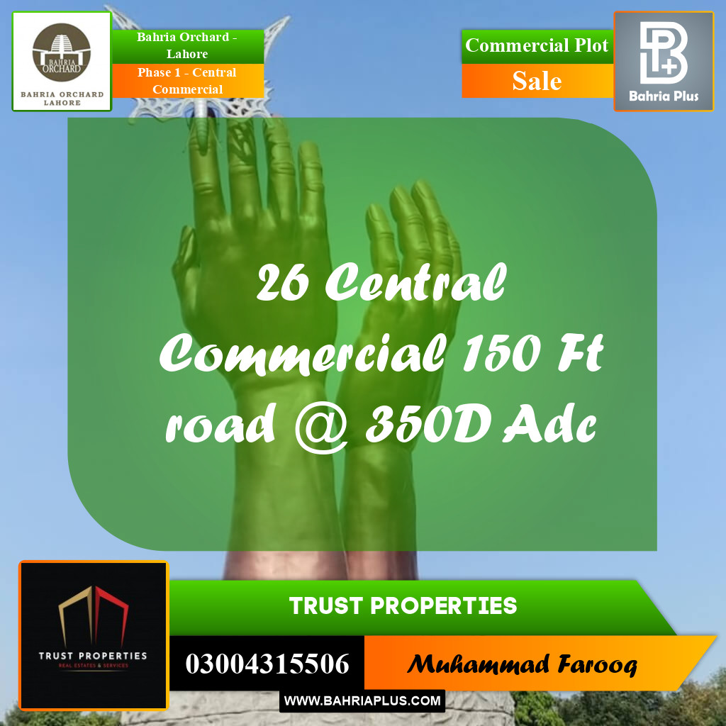 5 Marla Commercial Plot for Sale in Phase 1 - Central Commercial -  Bahria Orchard, Lahore - (BP-231959)