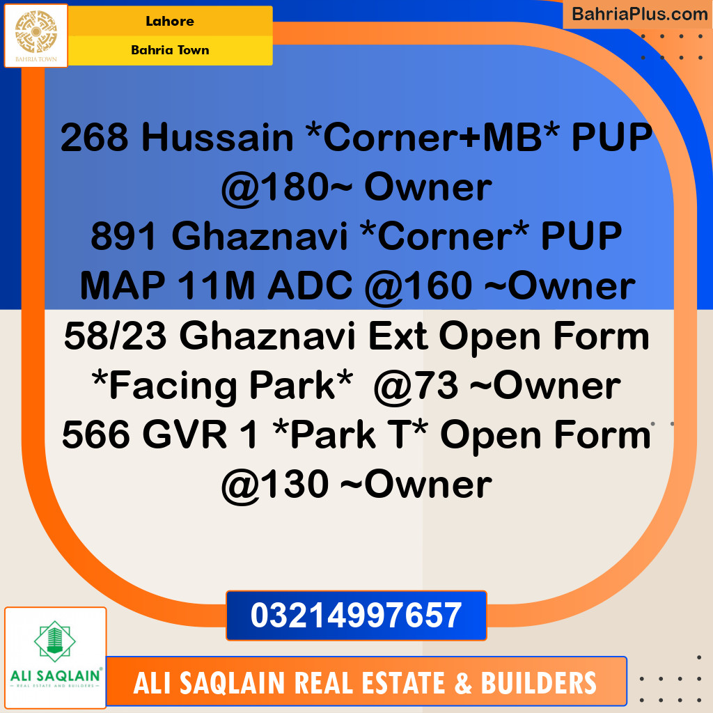 Residential Plot for Sale in Bahria Town, Lahore - (BP-231967)