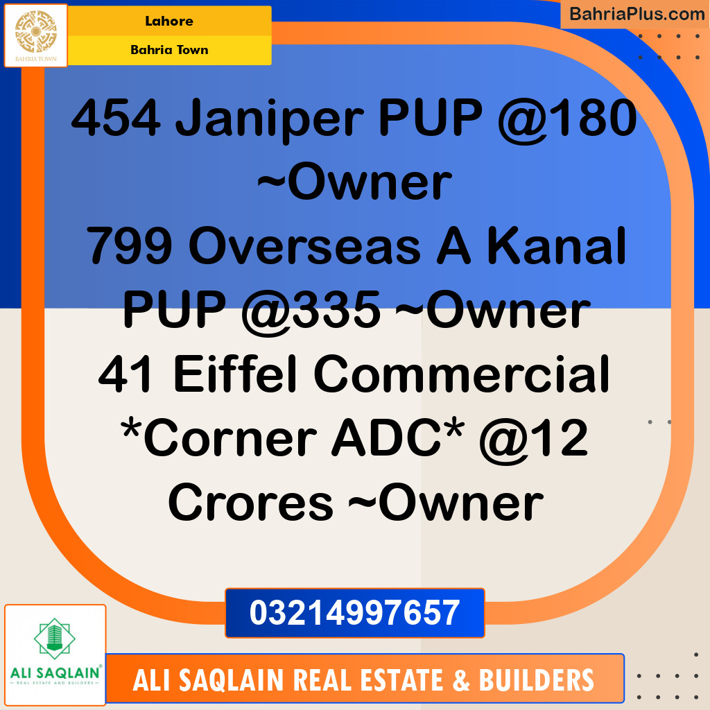 Residential Plot for Sale in Bahria Town, Lahore - (BP-231970)