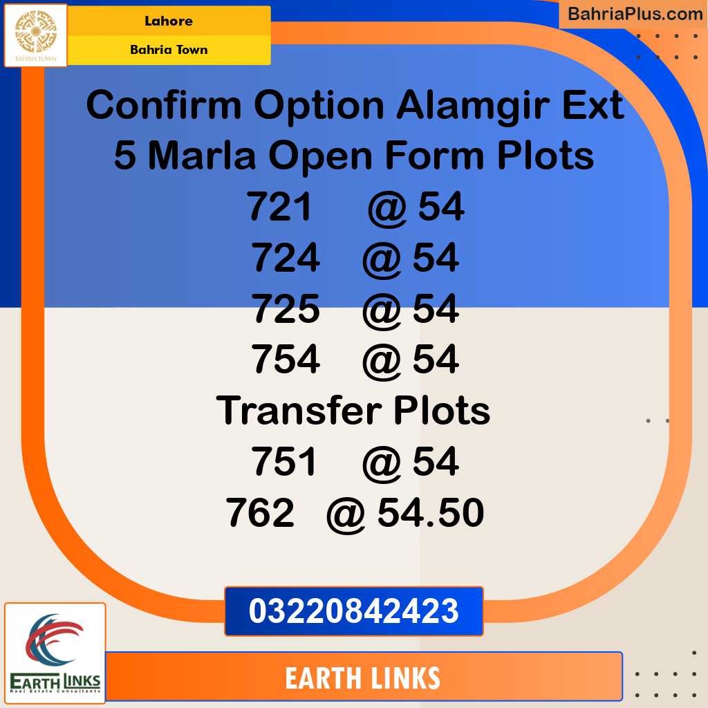 Residential Plot for Sale in Bahria Town, Lahore - (BP-231984)