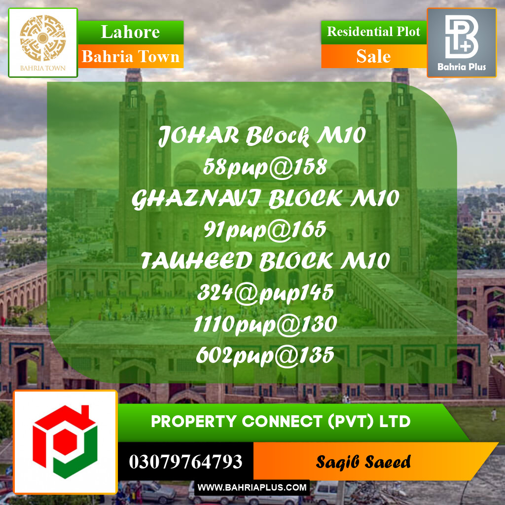 Residential Plot for Sale in Bahria Town, Lahore - (BP-232015)