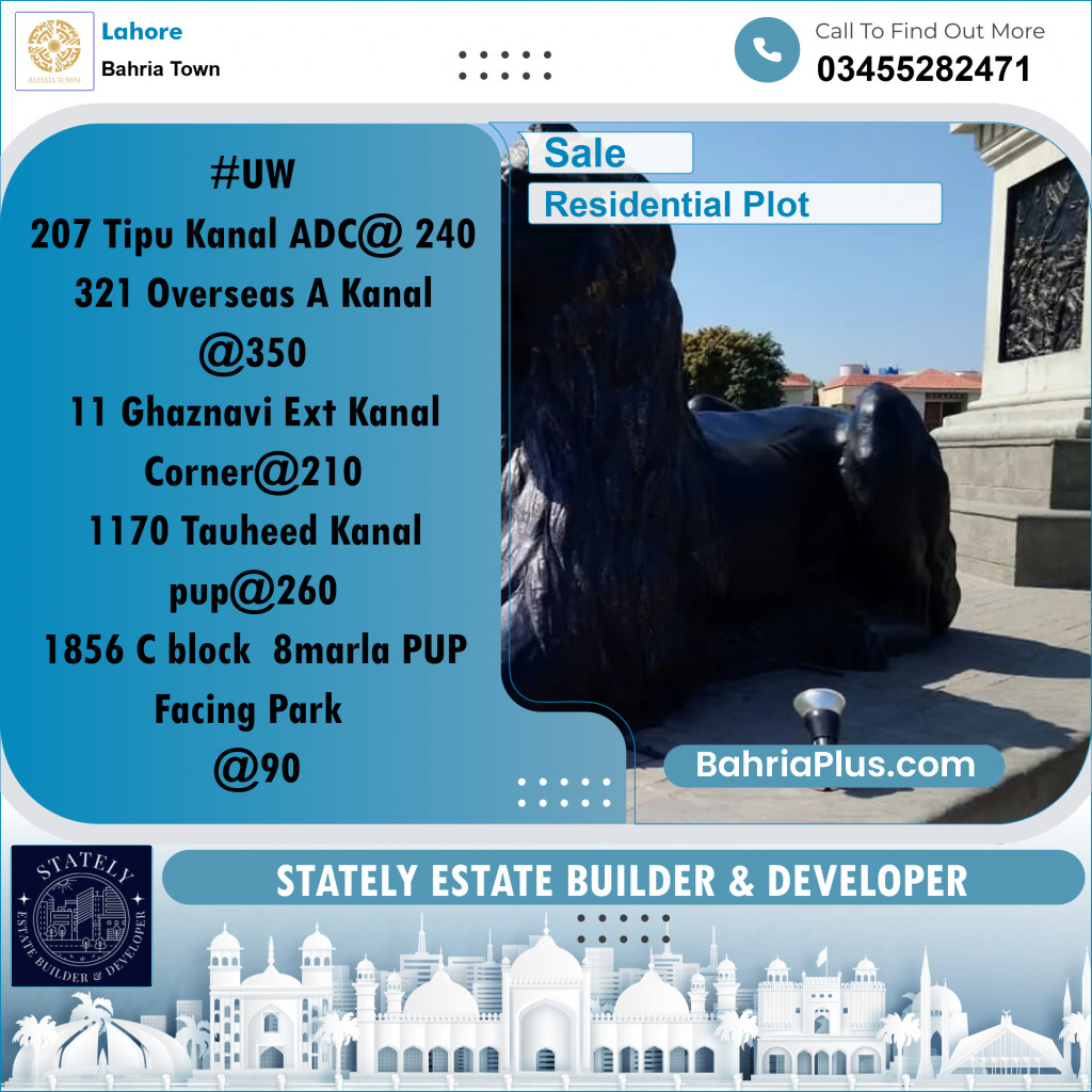 Residential Plot for Sale in Bahria Town, Lahore - (BP-232064)