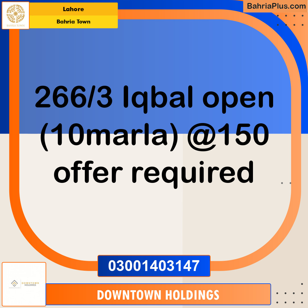 Residential Plot for Sale in Bahria Town, Lahore - (BP-232085)