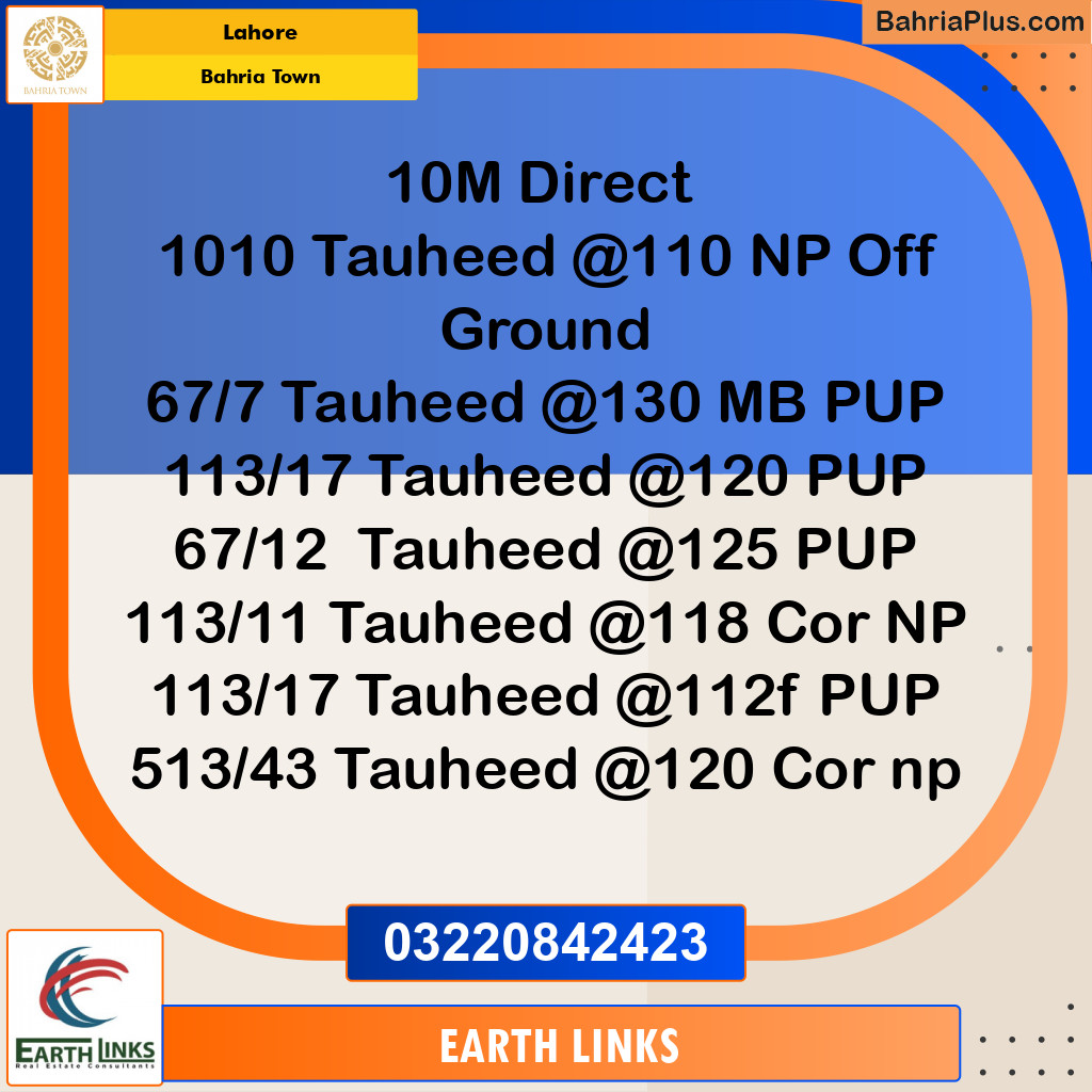 Residential Plot for Sale in Bahria Town, Lahore - (BP-232109)