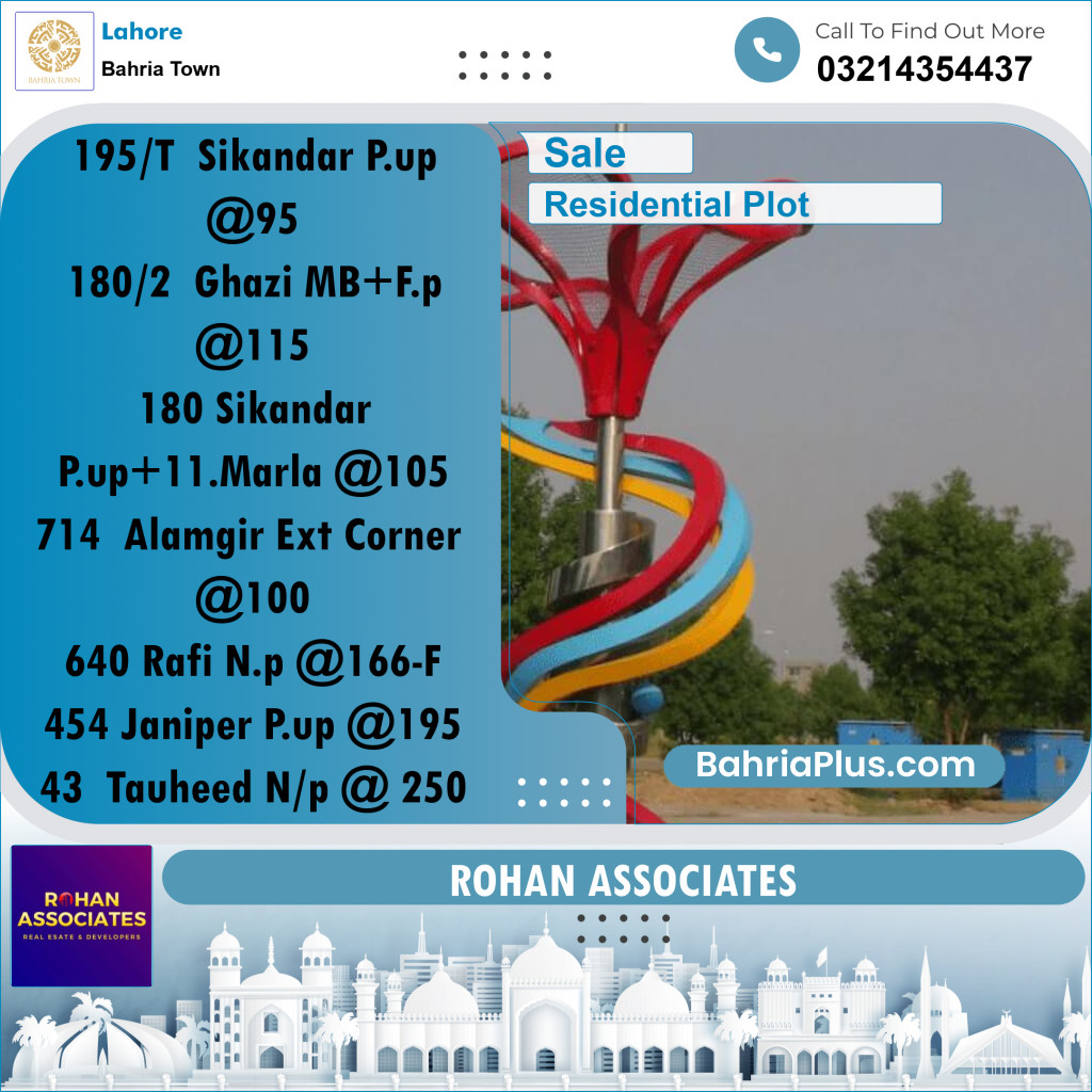 Residential Plot for Sale in Bahria Town, Lahore - (BP-232114)