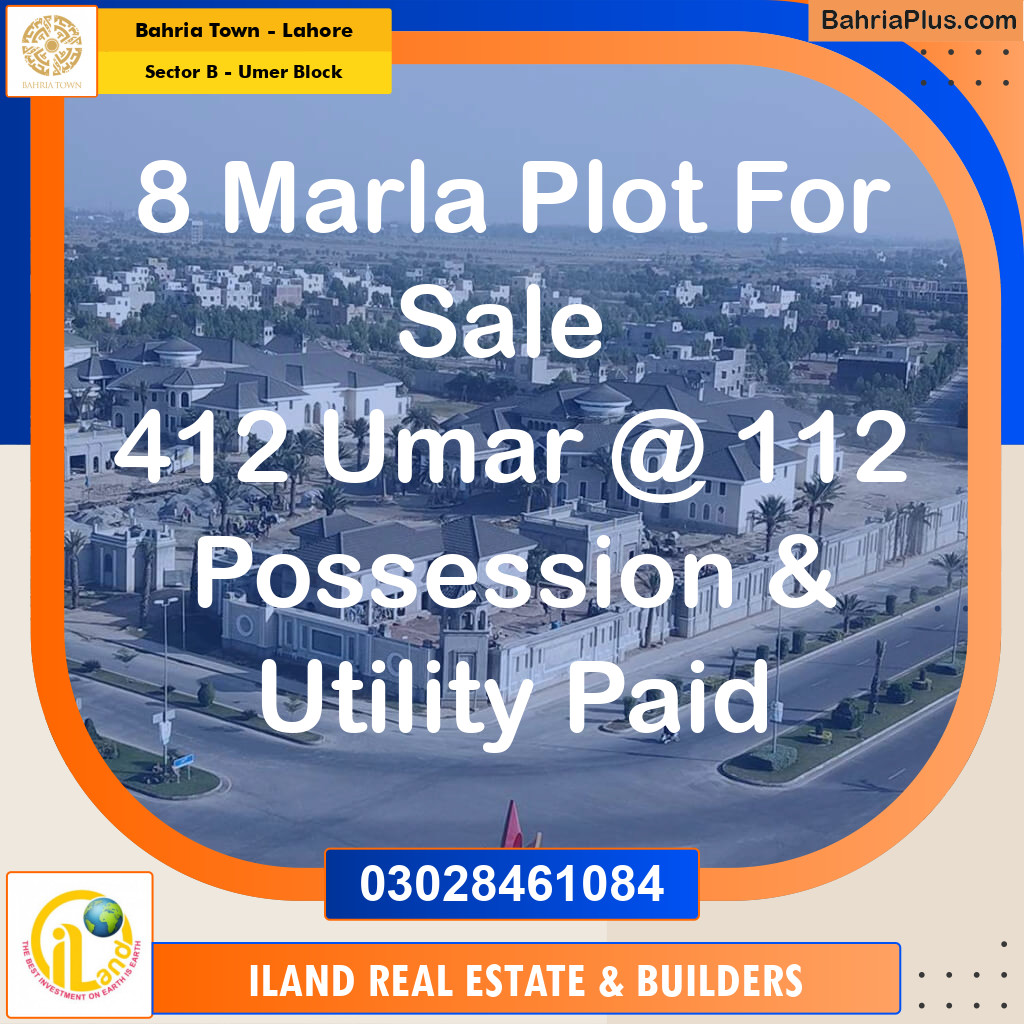 8 Marla Residential Plot for Sale in Sector B - Umer Block -  Bahria Town, Lahore - (BP-232157)