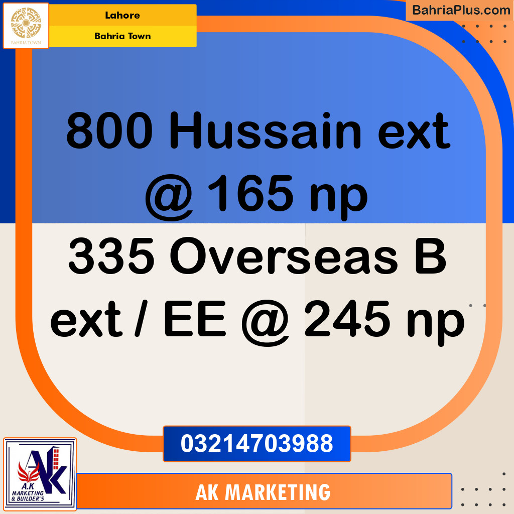 Residential Plot for Sale in Bahria Town, Lahore - (BP-232159)