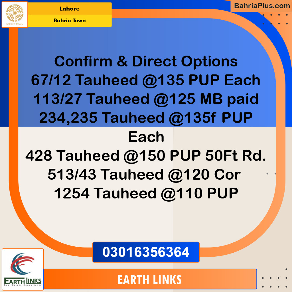 Residential Plot for Sale in Bahria Town, Lahore - (BP-232162)