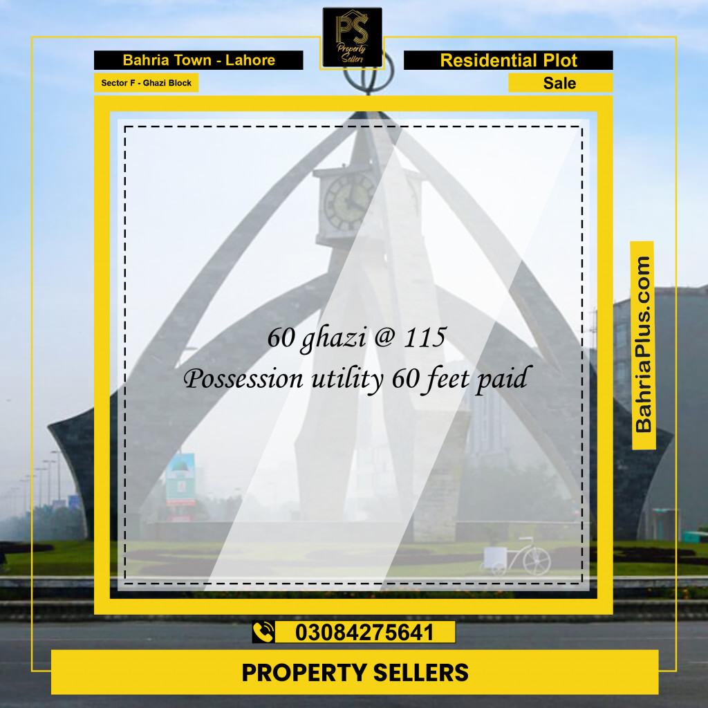 10 Marla Residential Plot for Sale in Sector F - Ghazi Block -  Bahria Town, Lahore - (BP-232170)
