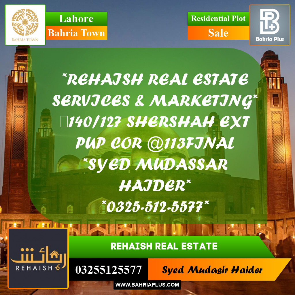 Residential Plot for Sale in Bahria Town, Lahore - (BP-232239)