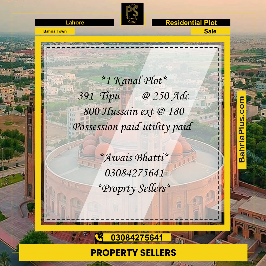 Residential Plot for Sale in Bahria Town, Lahore - (BP-232332)