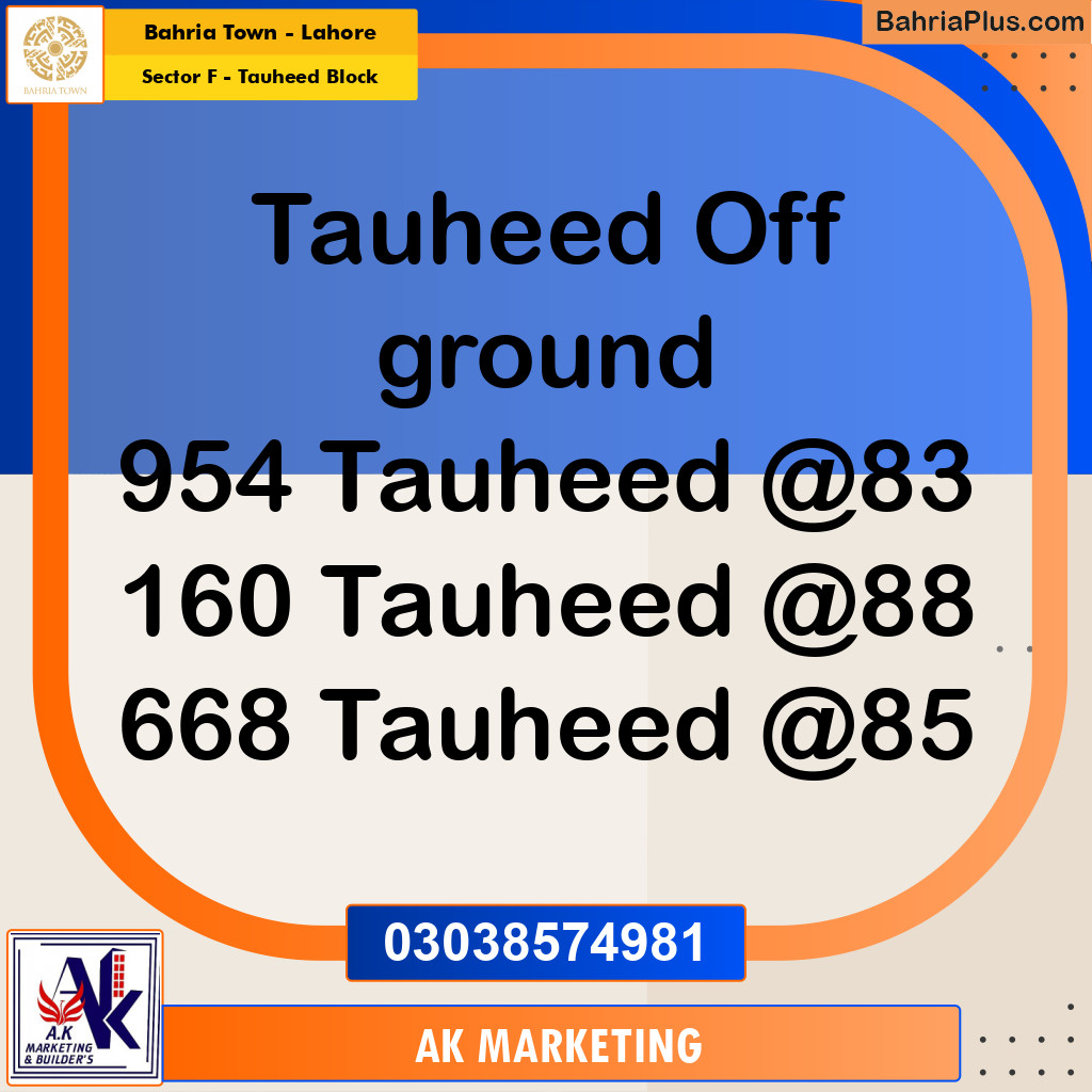 10 Marla Residential Plot for Sale in Sector F - Tauheed Block -  Bahria Town, Lahore - (BP-232380)